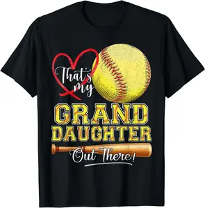 100% Cotton That's My Granddaughter Out There Softball Grandma Grandpa T-Shirt