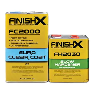 FinishX Euro Super Gloss Clear Coat Auto Paint Kit, 3.9 VOC - 1.3 Gallon Urethane Clear Coat (FC2000 - 1.3 Gallon) 2:1 Kit with Slow Activator/Hardener (FC2030 - 1 quart)