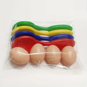 A Set of Easter Balance Egg Spoons for Fun Sports Activities, Featuring Egg Balancing Spoon Races