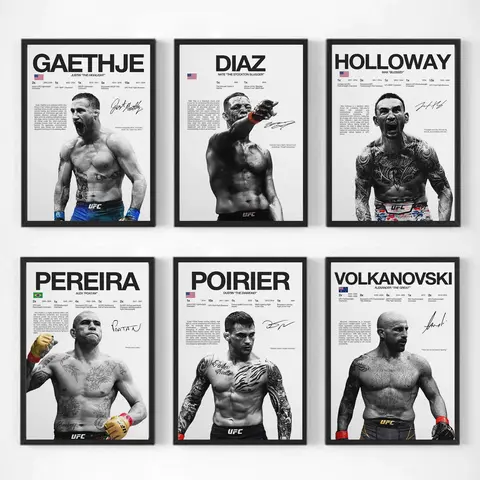 UFC Ultimate Fighting Championship Framed Canvas Print Poster - Sports Graphic Wall Art with Metal/Wood Frame, Dynamic Home Decoration, Room Accessories for Mens Room Decor, Gym