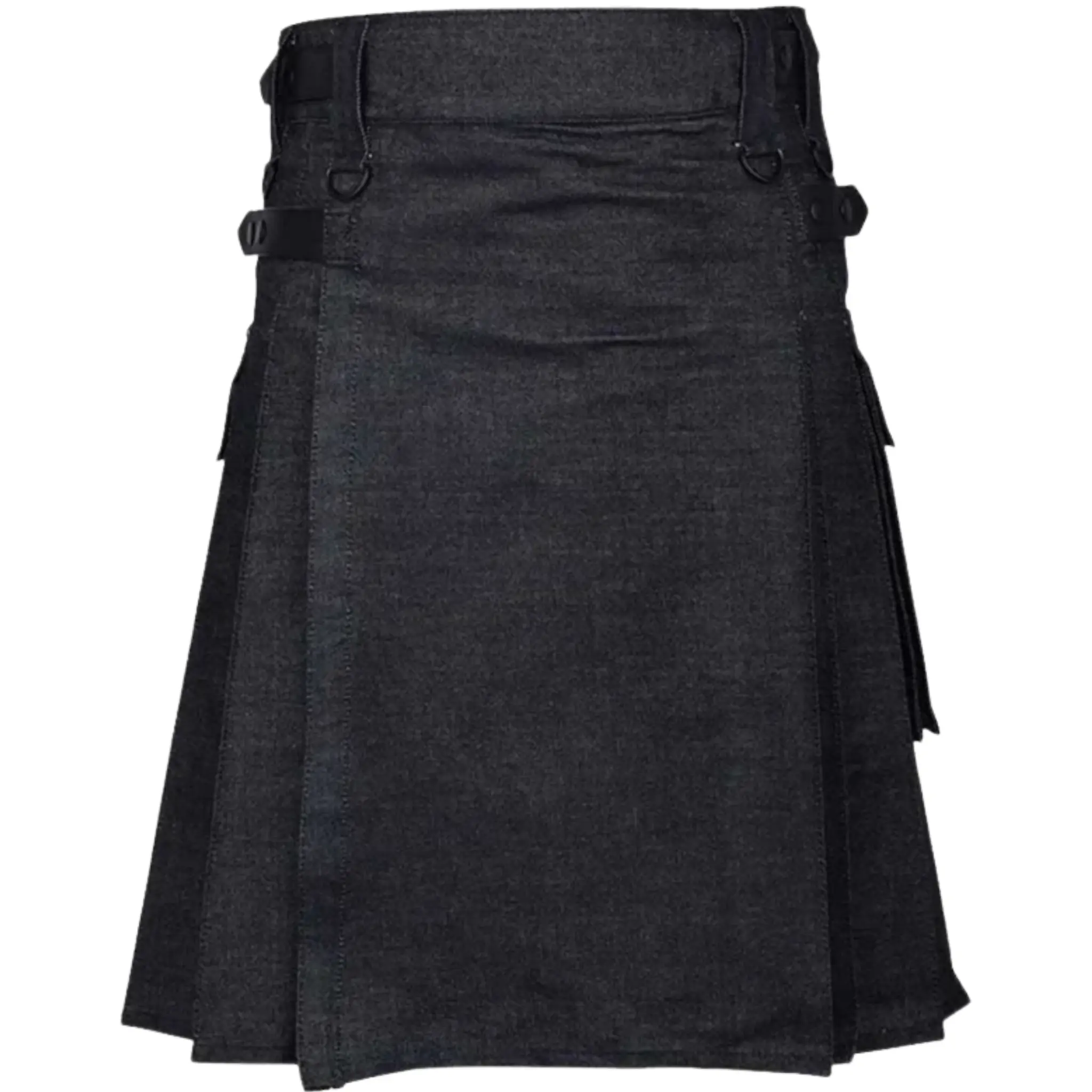 Premium Scottish New Black Denim Kilt For Men Classic Fit Traditional Style High-Quality Durable Denim Modern Design Comfortable Fit Versatile Styling