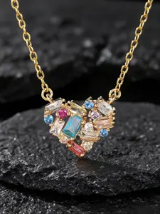 Elegant Heart Shaped Necklace for Women, Cubic Zirconia Heart Statement Necklace Pendant, Perfect Gift for Weddings, Anniversaries, Birthdays