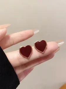 Heart Shaped Artificial Zircon Decor Stud Earrings, Fashionable Jewelry for Women for Party, Daily Clothing Decor, Trendy All-match & Exquisite Jewelry for Birthday Gift