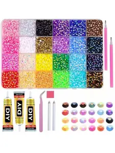 24000pcs 24 Colors Jelly Rhinestones, bedazzling kit rhinestone 3mm Multicolor Resin Flat Back Gems, DIY Craft Kit for Jewelry Making, Decorative Accessories