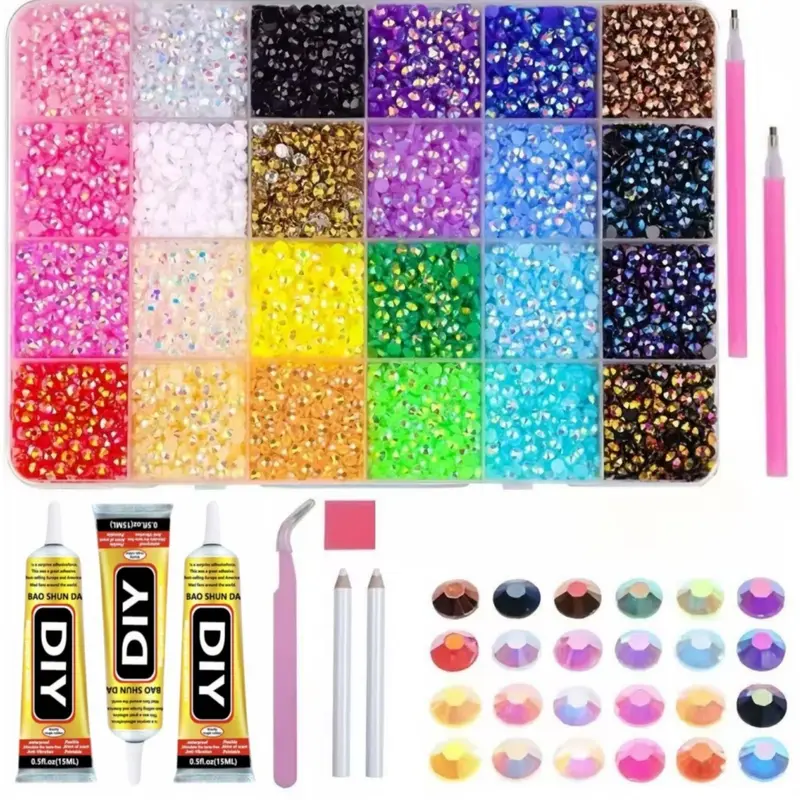 24,000 Pcs 24 Colors Jelly Rhinestones, 3mm Rhinestone, Flat Back Design, Large Quantity DIY Craft Kit for Jewelry Making, Decorative Accessories, DIY Bedazzling Rhinestones