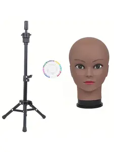 Black skinned bald model head female doll wig head, suitable for wig display and training as a professional head modeling prop, Mannequin Head, Mannequin Head Stand