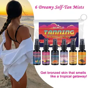 6-Pack Self-Tanning Spray Set - Quick Dry & Waterproof (Lasts 1 Week) | Sunless Natural Glow | 6 Premium Scents | Includes Gloves