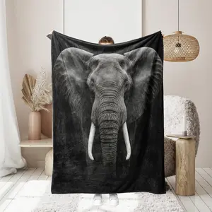 Elephant Pattern Blanket, Soft Comfortable, Warm Napping Blanket for Home Office Travel, Suitable for All Seasons, Soft Cozy Blanket