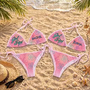 Custom Girls Trip Bikini Set, Personalized Name Swimsuit, Matching Bachelorette Swimwear, Bridesmaid Beach Outfit, Summer Bikini Gift