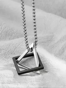 Geometric Design Pendant Necklace for Men, Stainless Steel Jewelry for Party, Daily Clothing Decor, Modern Versatile Accessories, Trendy All-match & Exquisite Jewelry for Birthday Gift