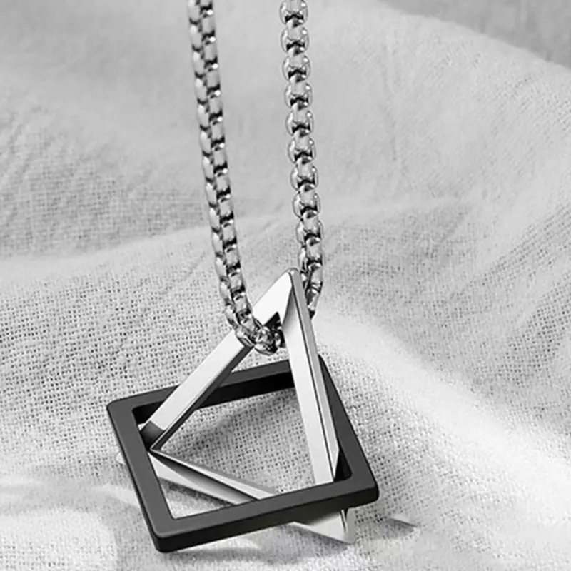 Geometric Design Pendant Necklace for Men, Stainless Steel Jewelry for Party, Daily Clothing Decor, Modern Versatile Accessories, Trendy All-match & for Birthday Gift, Fashion Accessory Necklace