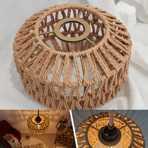 Bohemian-Style Pendant Shade Decorative Made of Woven Wicker And Iron for Ceiling, Floor, Or Table Lamps in The Bedroom