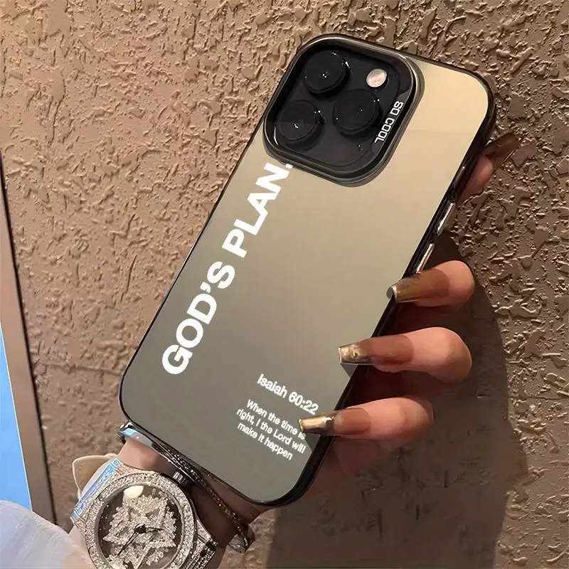 Phone Case for iPhone 17 Pro Max 16 Plus 15 14 13 12 11 Air E GOD'S PLAN Pattern Full Body Protection Anti-Scratch PC Smartphone Cover