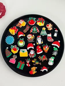 32 Piece Cute Christmas Theme Shoe Charms Set, Santa Reindeer Snowman Decorations, Holiday Hole Shoes Accessories, Croc Charm Set