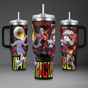 Grand Regent Thragg vs Battle Beast Tumbler, Viltrumite Empire Blood Battle 40oz Cup with Handle, Invincible Comic Fan 20oz Stainless Steel Travel Mug, Sci-Fi Hero Gift, Thragg Inspired Insulated Tumbler