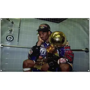 60in x 40in Banger - Kobe Championship Trophy Iconic Basketball Motivational Inspirational Office Gym College Dorm Room Decor Design on a  Flag  for Easy Wall Hanging. Authentic BANGER FLAG