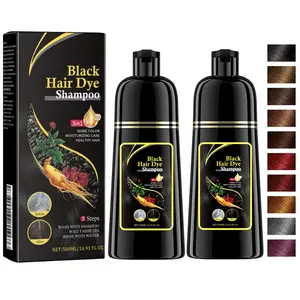 500ml Black Hair Dye Shampoo for Gray Hair, Semi-Permanent Hair Color Shampoo for Women and Men, Herbal Ingredients, 3 in 1 100% Grey Coverage