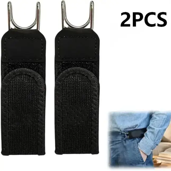 2 Pieces Metal Hook Elastic Belt, No Buckle Belts For Men Women, Adjustable Belts Without Holes, No Hole Buckleless Belt Hooks, Adults Invisible Waist Strap For Outdoor Work Travel Casual，Father's Day unique gifts for man