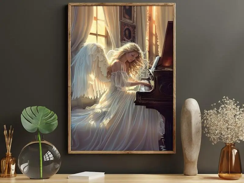 Playing Piano  Poster Unframed : Catholic Wall Art