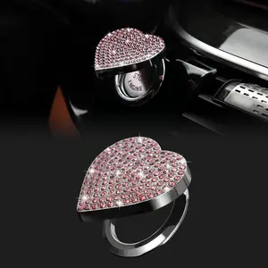 Bling  Engine Start Cap   Push Start Ring Sparkly Accessories Heart Bling  Button Rhinestone Emblem Trim Universal ()
