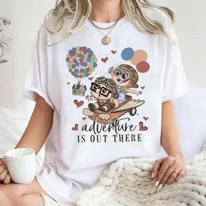 [100% Cotton]Explore Adventure With Up Balloon Inspired T Shirt Featuring Carl And Ellie Designs