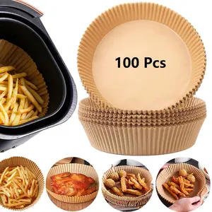 Air Fryer Paper Liners, 100PCS Non-stick Disposable Liners, Baking Paper for Air Fryer Oil-proof, Water-proof, Food Grade Parchment for Baking Roasting Microwave (100Pcs-6.3 inch) Bakeware Utensils