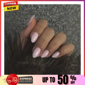 Dusty Pink Press on Nails Short Oval Acrylic Nails Press ons Solid Color Medium Short Oval Fake Nails for Women Reusable Thick Round Nails Glue on, Medium Almond Nails Soft Gel False Nails 24Pcs