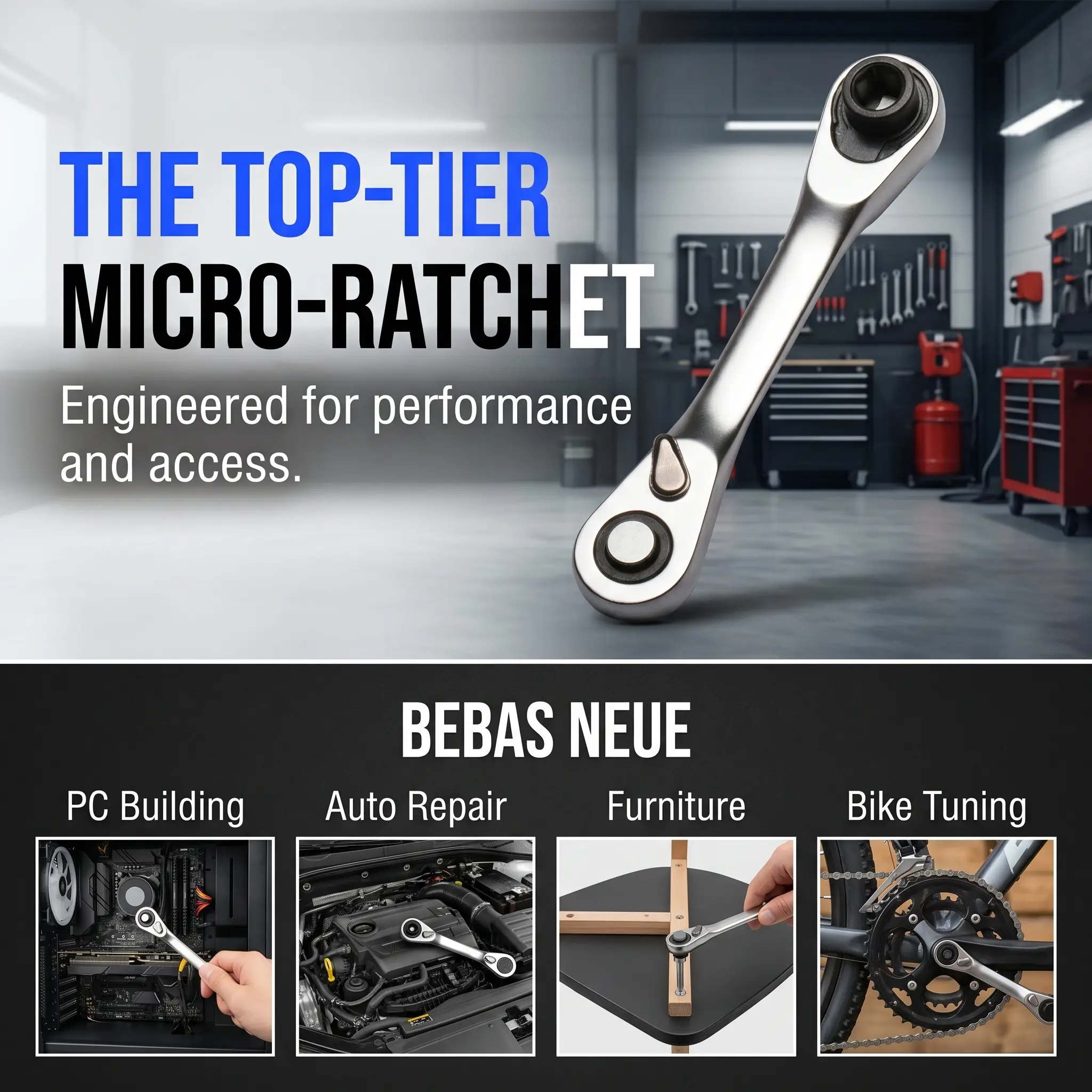 1 PCS Silver Ratchet Wrench 1/4 Inch Mini Double Headed 72 Tooth Drive Socket (Bits Not Included), Ratchet Set Rotator Practical Accessories Tool, 5 Degrees Quick Install Release-YY0