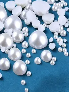 2mm to 30mm: 30mm/3pcs, 25mm/5pcs, 20mm/10pcs, 18mm/16pcs, 16mm/22pcs, 14mm/36pcs, 12mm/65pcs, 10mm/110pcs, 8mm/160pcs, 6mm/400pcs, 4mm/860pcs, 2mm/1500pcs. 12 sizes of ABS half-round imitation pearls, semi-flat and domed half-spherical pearls, suitable f