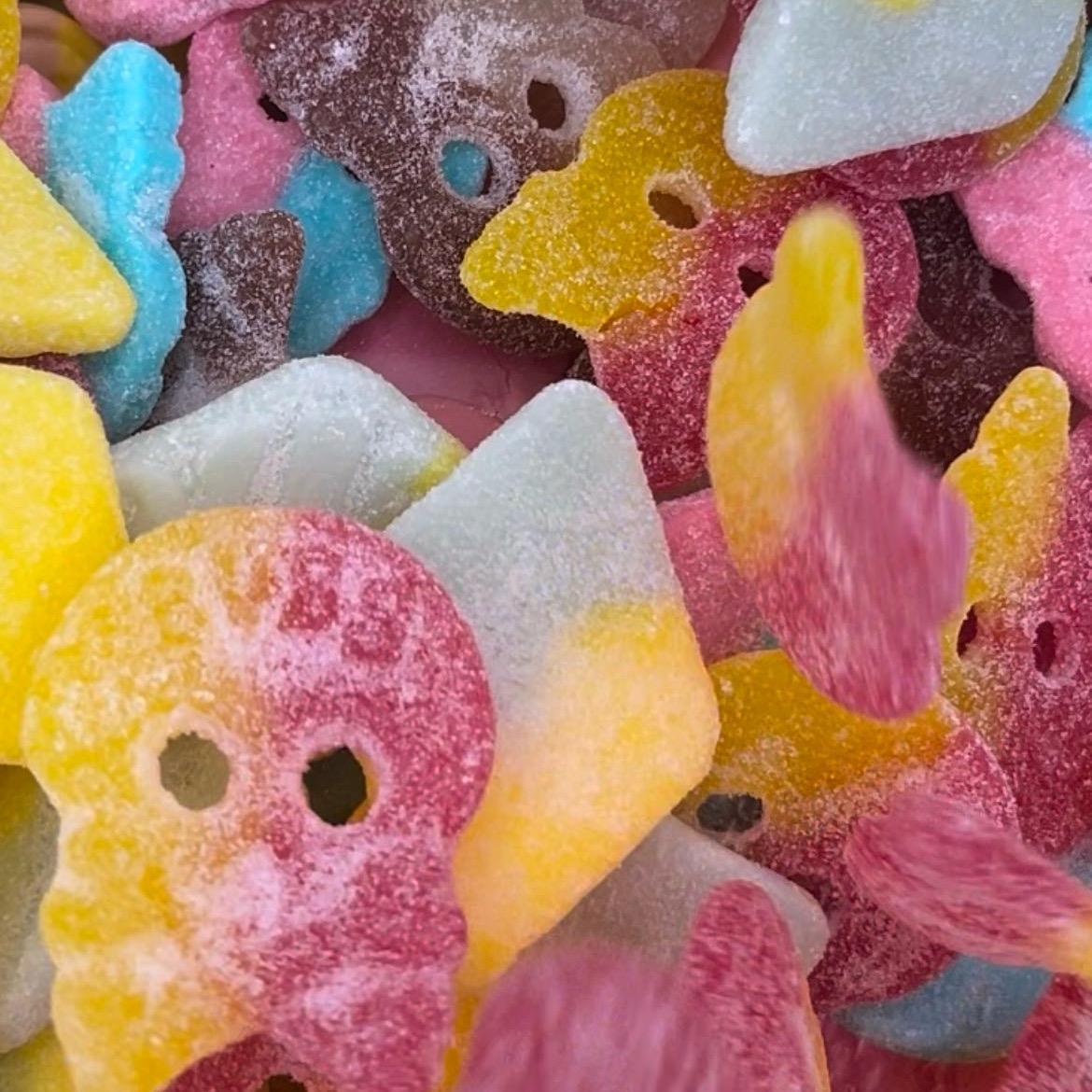 Bubs Swedish Candy 1/2 lb. Bag Sweet and Sour Bonbon Snack Oval Gummy Treats Chewy Bite Gummy Mix Jar for TikTok Trends