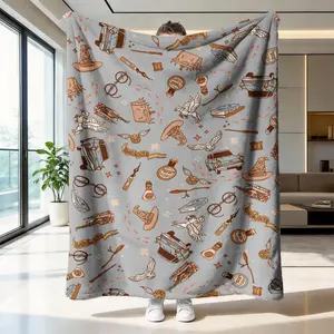 Harry Potter Flannel Print Blanket, Soft Warm Vintage Style, Home Decor Multi-Purpose Throw, Wrinkle Resistant Easy Clean