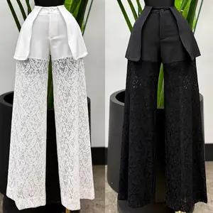 Lace Sraight Leg Pants – High Waist Elegant Statement Trousers