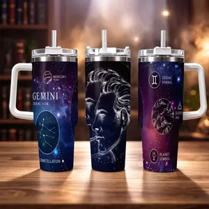 Gemini Zodiac Constellation Tumbler: 40oz Stainless Steel Travel Cup