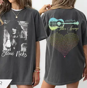 Silver Springs Song Tee, Heart & Guitar Design, Stevie Nicks Inspired Shirt, Soft Cotton, Vintage Rock Band Fan Gift