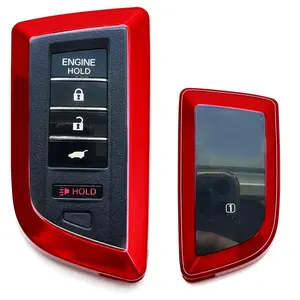 iJDMTOY Glossy Red Finish TPU Key Fob Front & Back Coverage Protective Case Cover, For Acura 2022-up MDX TLX RDX RLX ILX Integra 5B Smart Key