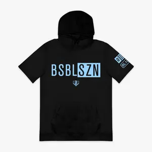 BSBL-SZN Youth Short Sleeve Hoodie V2 - Black/Light Blue