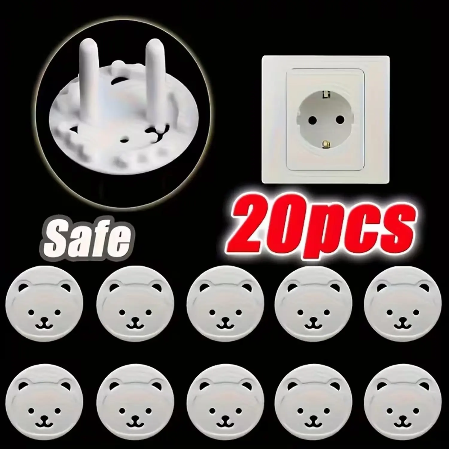 Eu Standard Teddy Bear-Shaped Safety Socket Cover, Baby-Proof Anti-Electric Shock, Household Protection Plug Protector, Korean Style