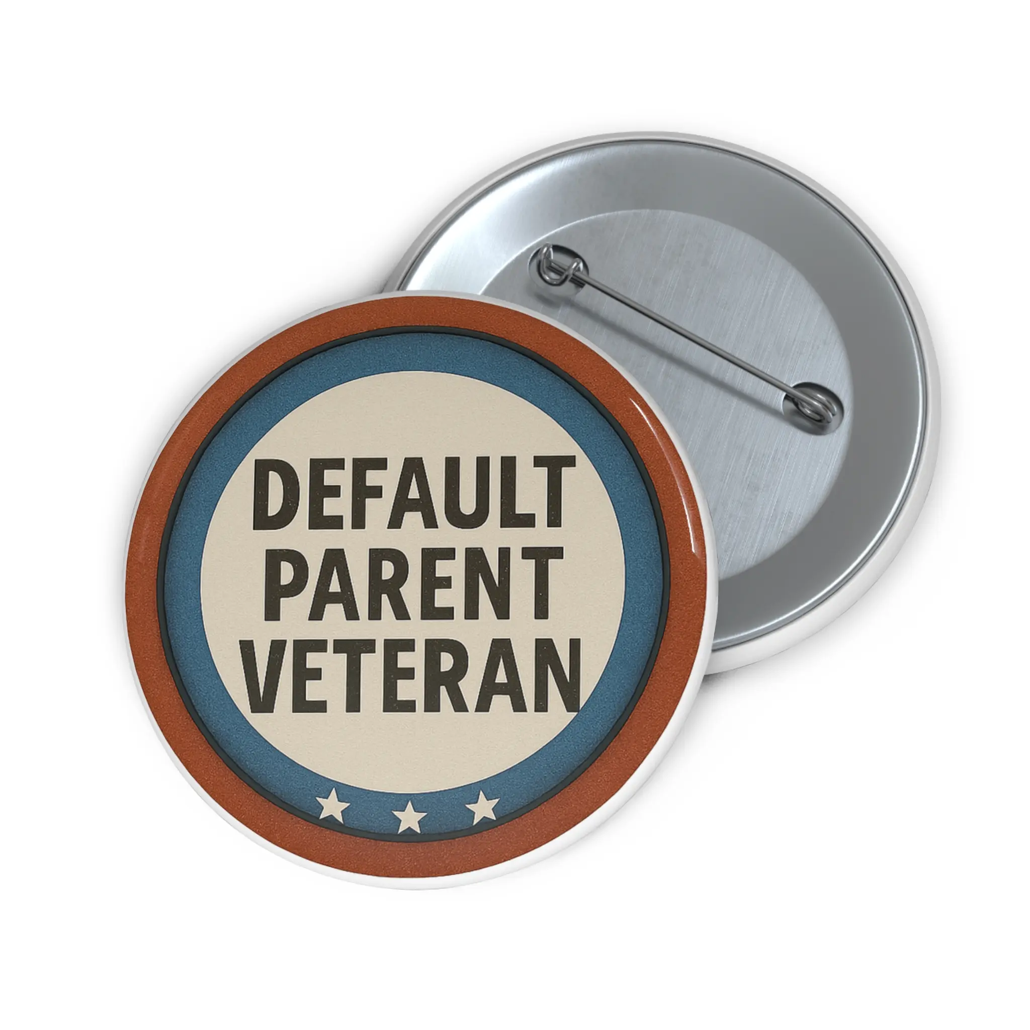 Default Parent Veteran Pin Button | Political Round Badge, Red Blue Stars