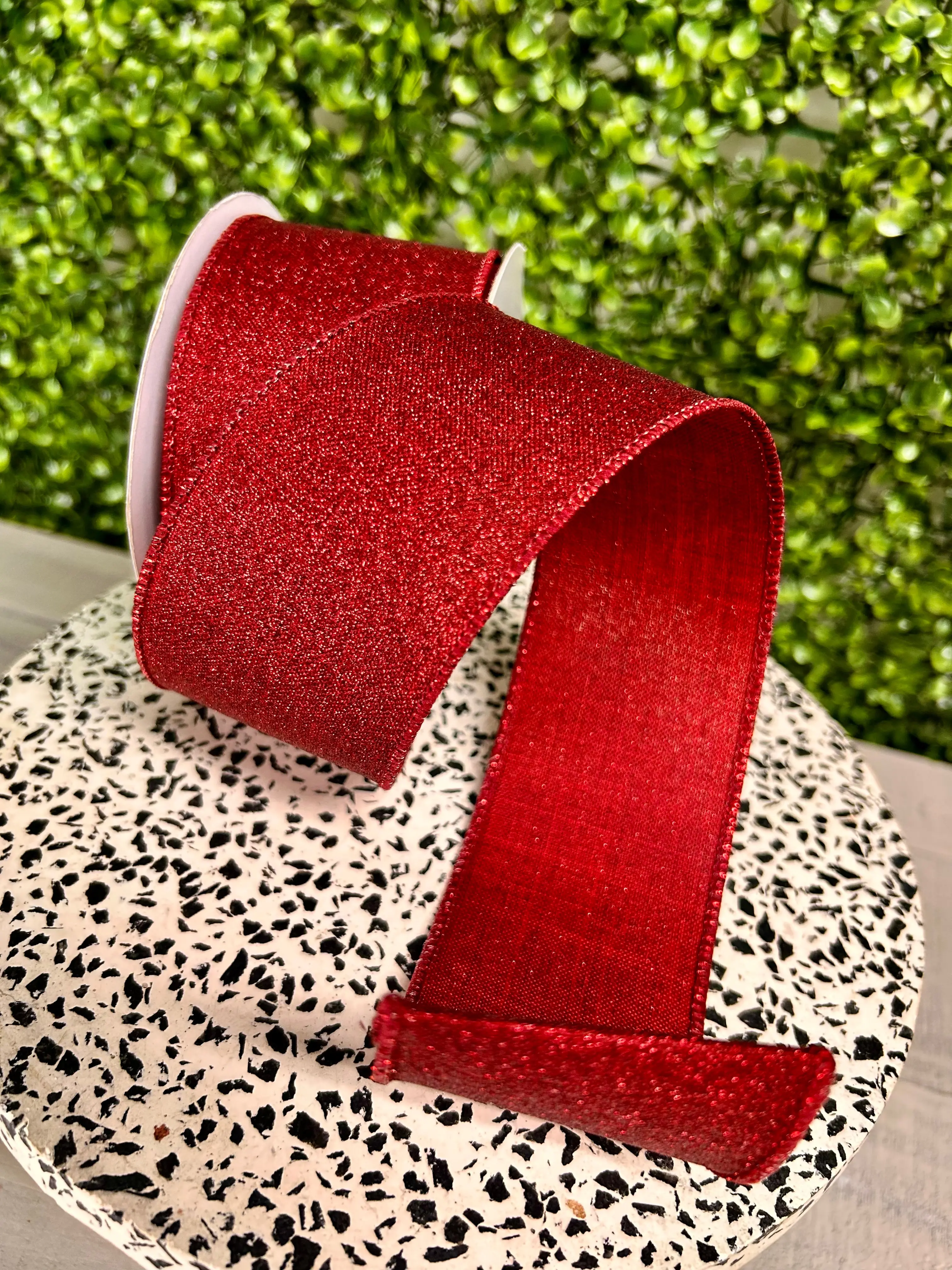 2.5 Inch By 10 Yard Burgundy Fine Glitter On Royal Ribbon