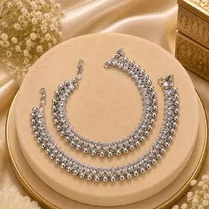 Beautiful Silver polki design anklets Beautiful Silver polki design anklets