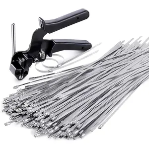 [150 Pcs Ties Included] Stainless Steel  Tie  Kit for Fence Repair. Heavy Duty Metal Zip Tie Tool with 11.8" 304 Ties for Chain Link & Outdoor Cages