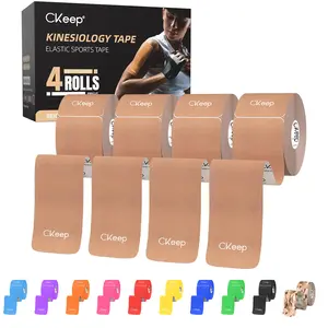 CKeep 4 Rolls Kinesiology Tape, Original Cotton Elastic  20 Precut 10" Strips Each for Muscle Support & Injury Prevention