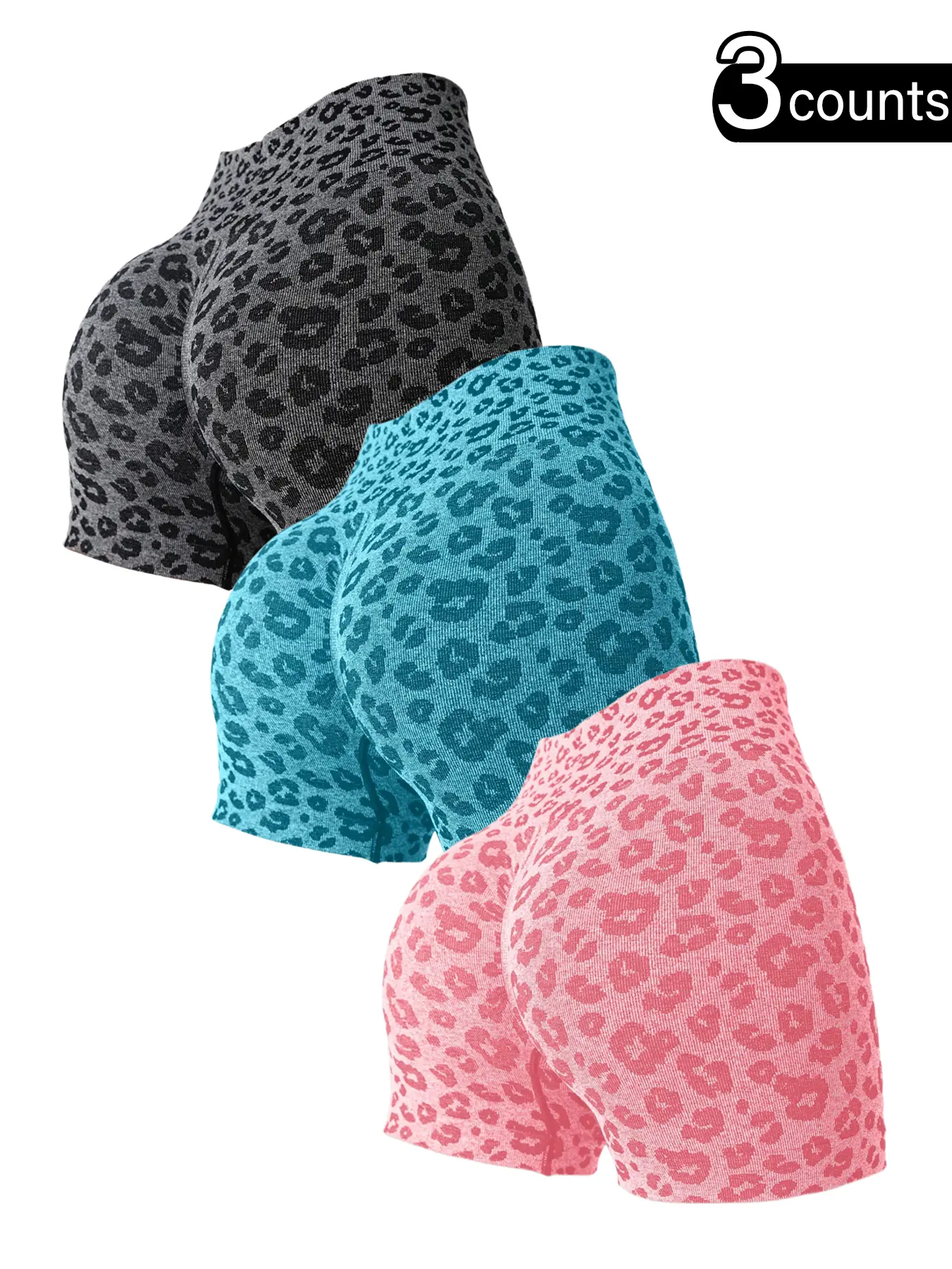 Women's Leopard Print High-Waisted Yoga Shorts, Activewear Shorts, Slim-Fit Sportswear for All Seasons, Breathable & Comfortable Design, Leopard Workout Shorts