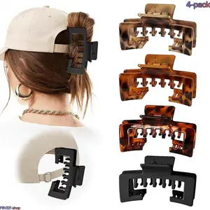 4-Pack Large Tortoiseshell Neutral Hair Claw Clips for Baseball Caps, Strong-Hold Non-Slip Jaw Clips for Thick and Thin Hair outdoorfun