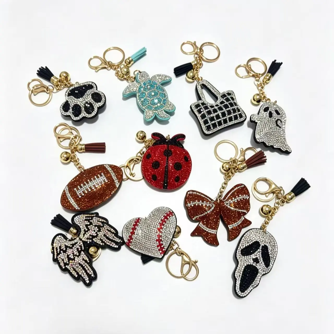 Women's Stylish Cute Soft Keychain Bag Pendant - Girly, Cool Keychain Bag Charms with Small Ghost, Angel Wings, Ladybug - Festive Holiday Gift for Girlfriend, Everyday Outfit Decoration