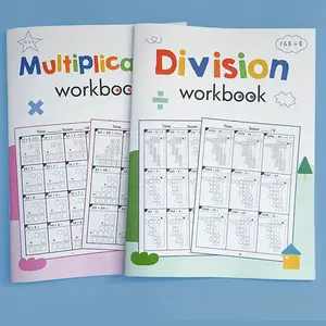 2 Books Two-Digit Multiplication Division Practice, Math Activity Book for Young Learners, Educational Tool for Elementary Students