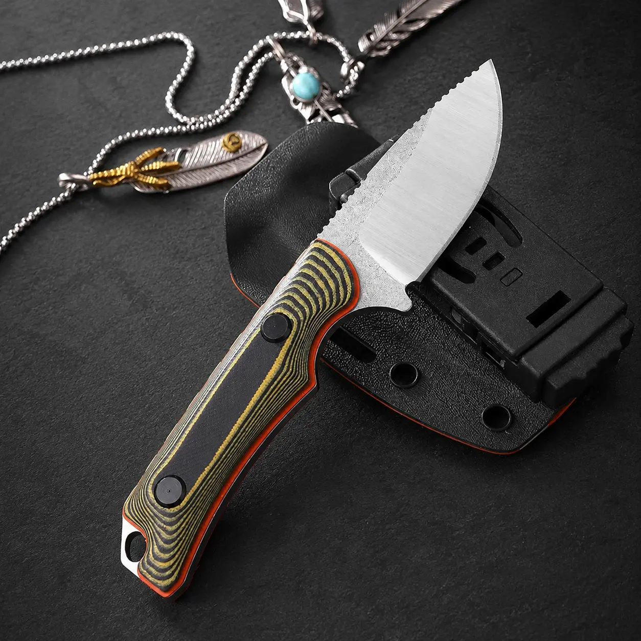 Hidden Canyon Hunter Fixed Blade Knife - 2.79" 8Cr13MoV Steel Blade, Full Tang G10 Handle & Kydex Sheath for Outdoor, Survival & EDC，Premium Quality Small Knife, Men's Gift
