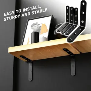 Black L Bracket Corner Braces Heavy Duty Shelf Bracket for Wood, Shelves, Wall Hanging Support 90 Degree Joint Right Angle Brackets