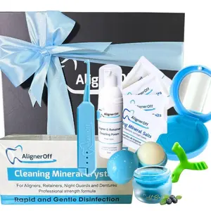 AlignerOff Gift Set, Aligners Removal, Cleaners, And Lip Care Teeth Whitening Foam