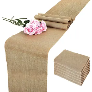 6Pack Natural Burlap Table, Rustic Farmhouse Table Runner, 12 x 71 Inch Long Beige Woven Jute Table Runner Tablecloth for Wedding Party Coffee Dining Table